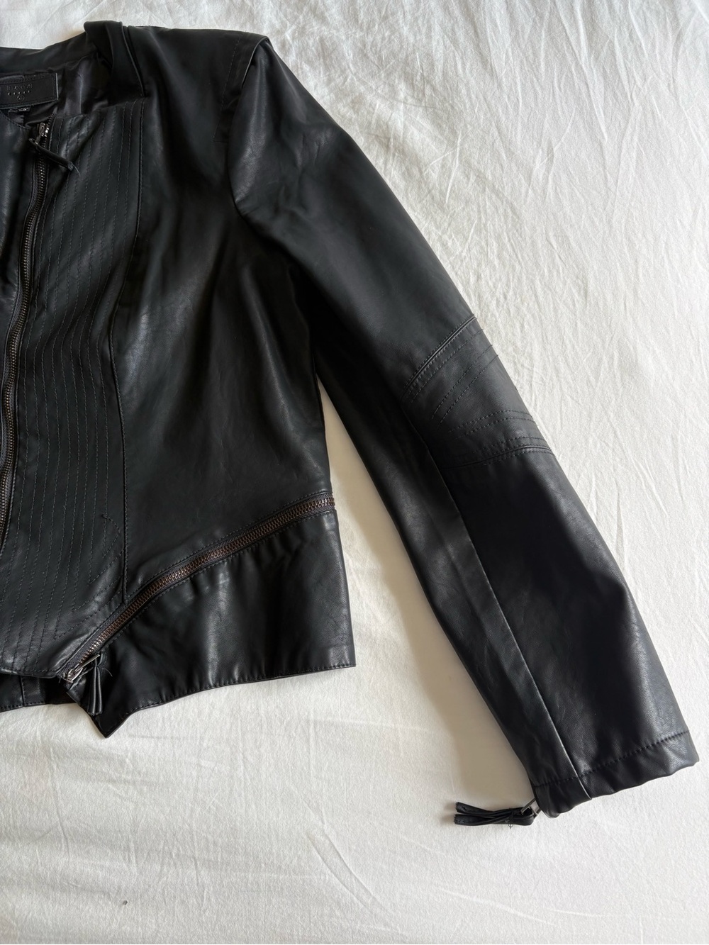 [BLANKNYC] Black Vegan Leather Asymmetrical Moto Jacket - Size XL - Picture 4 of 13